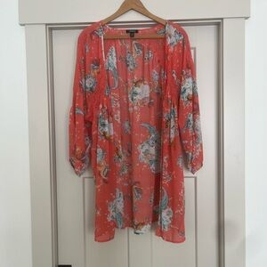 Torrid Coral Floral Kimono Top